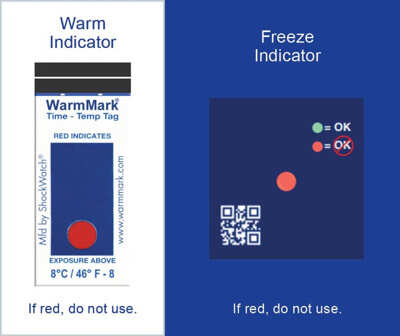 Cold Chain Complete Temperature Indicators, 2° – 8° C / 36° – 46