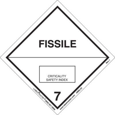 ベイルマークの大主 拡張枠foil 英語版 Fissile Label, Worded, PVC-Free Film, Roll of 500 | Labelmaster